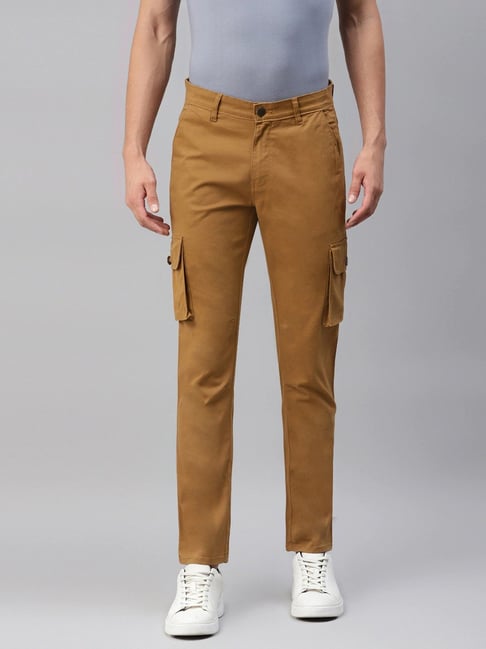 Buy Hubberholme Mens Regular Fit Cotton Stretchable Trousers Ankle Length  Button Closure Chinos with Cargo Pockets Beige 30 at Amazonin