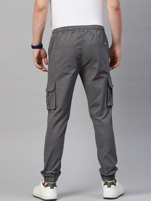 Hubberholme Men's Solid Cargo Grey Trousers