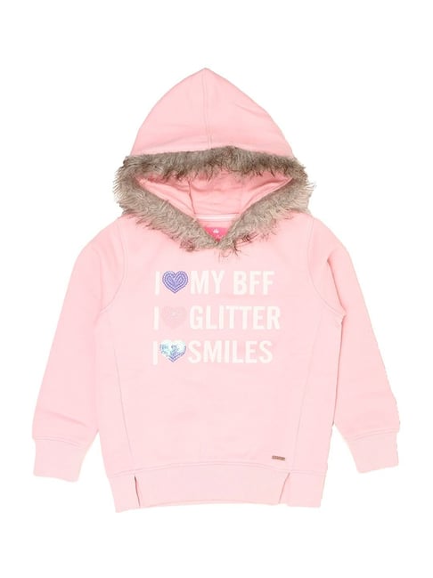 Buy Wingsfield Kids Pink Embellished Hoodie for Girls Clothing