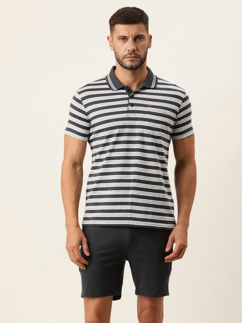 Buy Sweet Dreams Smoke Grey Striped T-Shirt Shorts Set for Men's