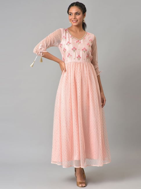 Aurelia Pink Embroidered Maxi Dress Price in India