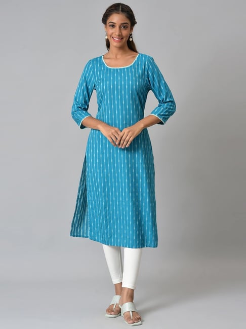 Aurelia Blue Printed Straight Kurta-picture-33