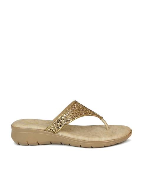 Inc.5 Women's Gold Thong Wedges Price in India