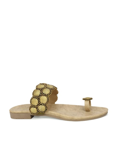 Inc.5 Women's Antique Gold Toe Ring Sandals Price in India