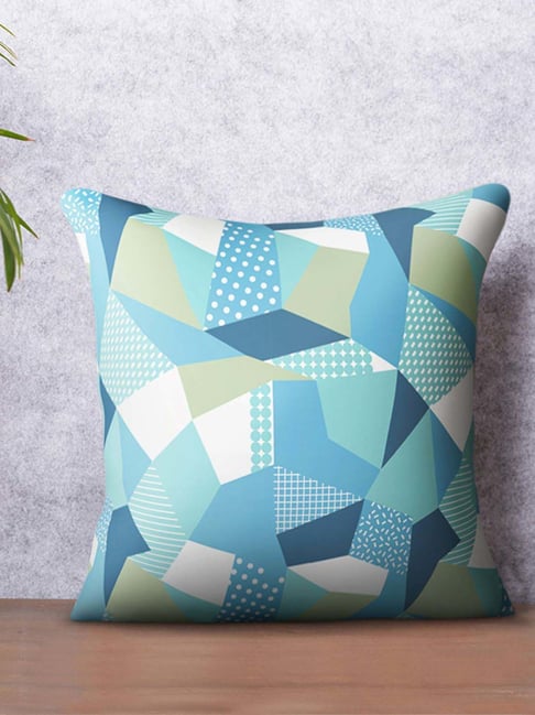 Petal Home Origami Blue Cotton Cushion Cover
