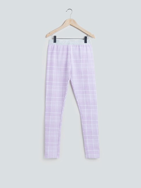 Buy Y&F Kids by Westside Lilac Houndstooth Leggings for Online