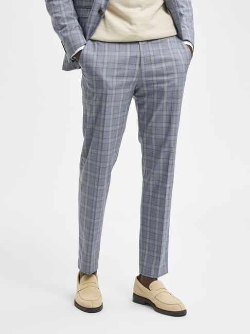 PT Torino Checked Tailored Wool Trousers in Gray for Men | Lyst