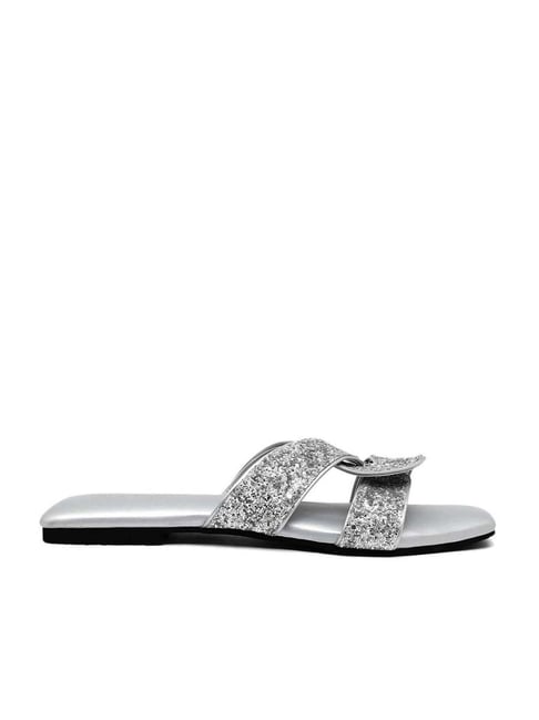 Aurelia Women's Zmae Silver Cross Strap Sandals Price in India