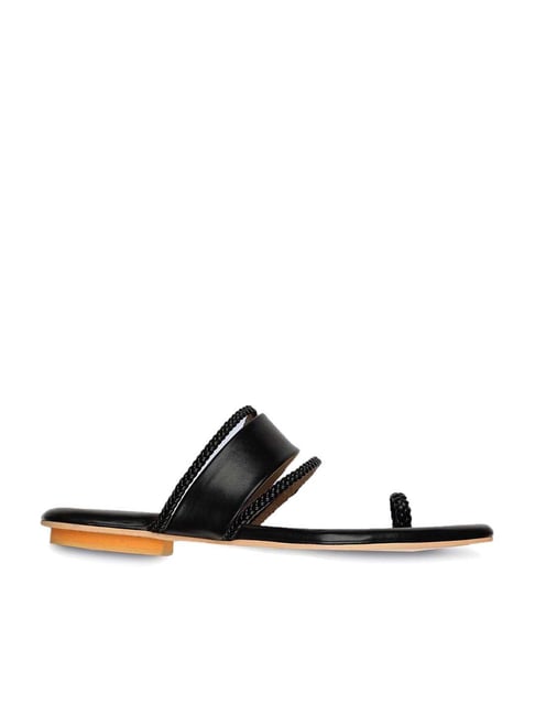 Black Sandals - Faux Leather Flat Sandals - Ankle Strap Sandals - Lulus