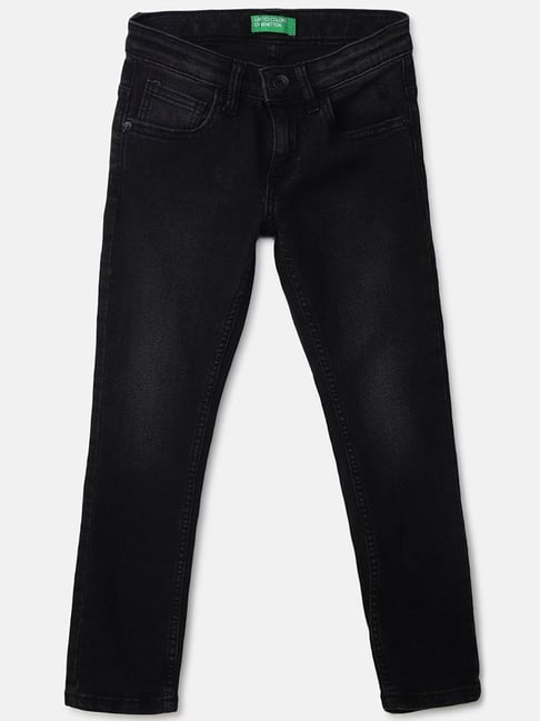 United Colors of Benetton Kids Black Cotton Slim Fit Jeans