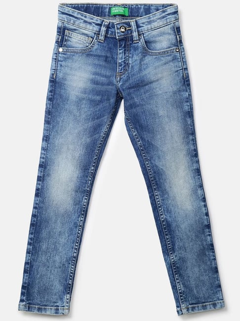 Marble Wash Zipper Fly Tapered Jeans LIGHT BLUE | Tapered jeans, American  denim, Motorcycle pants