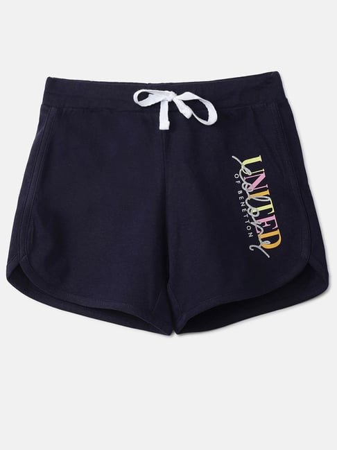 United Colors of Benetton Kids Navy Cotton Printed Shorts