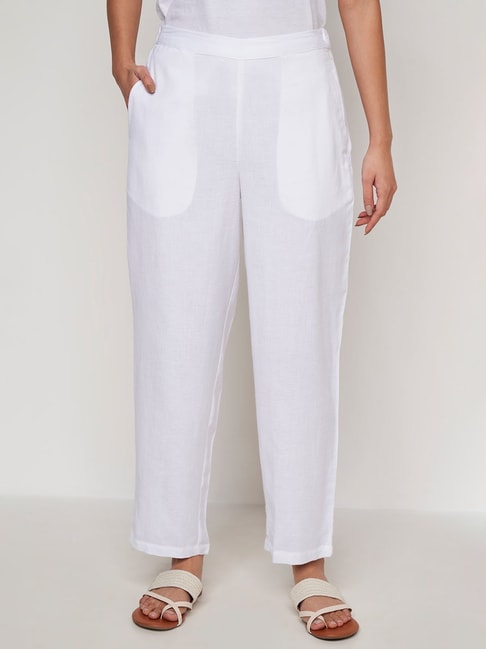 White Lace Straight Salwar Pants Online | The Feel Good Studio