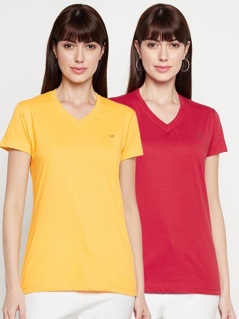 Okane Red & Yellow Box T-Shirt - Pack of 2 Price in India