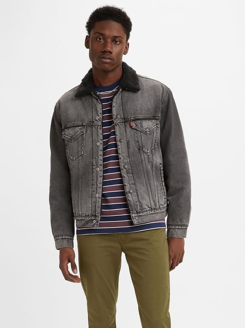 levi's washed black denim jacket