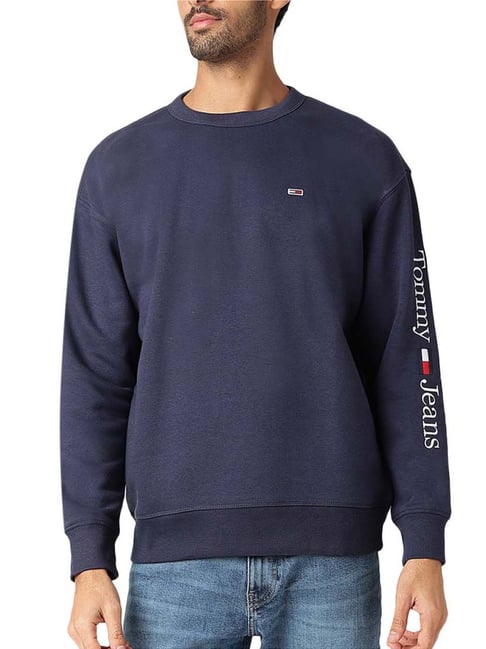 Buy Tomy Jeans Twilight Navy Logo Regular Fit Sweatshirt for Men