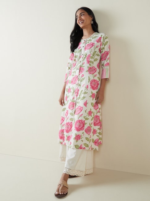 Buy Utsa by Westside Multicolour Floral Design Straight Kurta Online at  best price at TataCLiQ