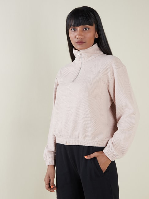 Studiofit by Westside Light Peach Self-Patterned Top Price in India