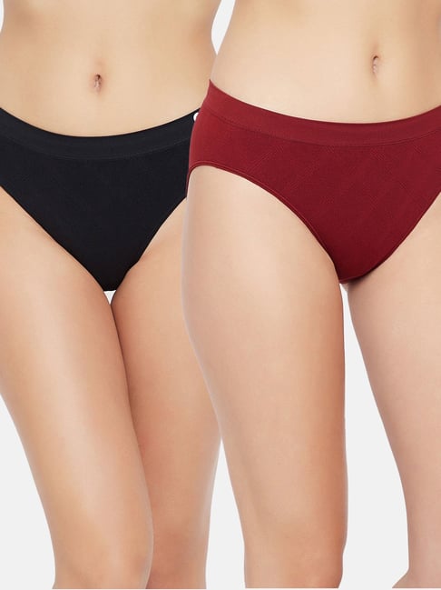 Buy C9 Airwear Black & Wine Checks Bikini Panty (Pack of 2) for Women Online  @ Tata CLiQ