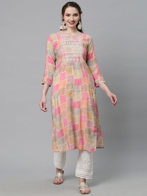 Abstract Printed Resham & Zari Embroidered Tasseled Flared Maxi Dress –  FASHOR