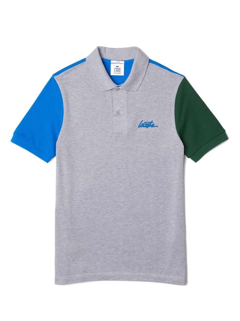Buy Lacoste Multi Cotton Regular Fit Colour Block Polo T-Shirts