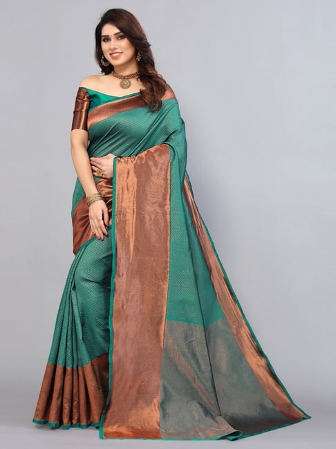 Buy Satrani Pista Green Cotton Woven Saree With Unstitched Blouse for Women  Online @ Tata CLiQ