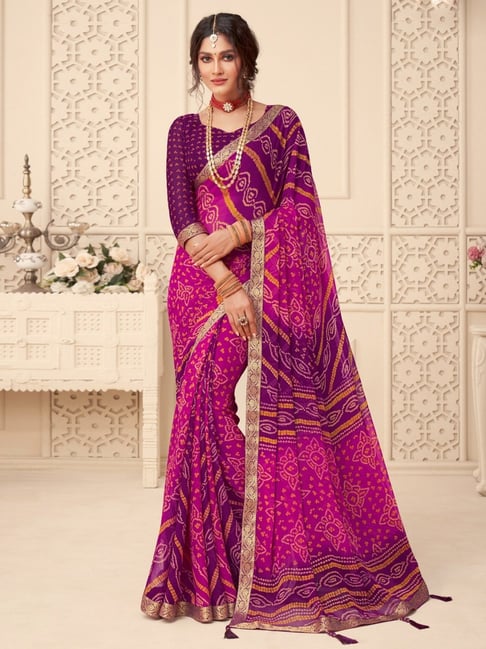 Purple with dark pink saree