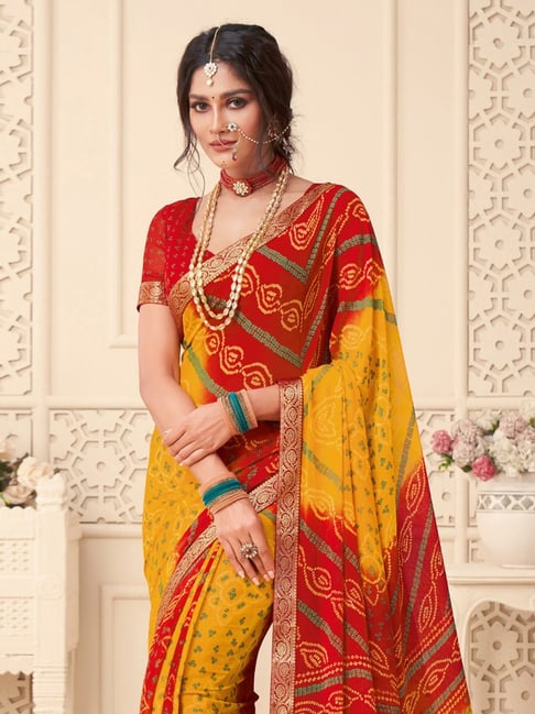 Buy Beutiful Pure Soft Silk Saree Designer Lime Yellow and Red Saree for  Women Party Weeding Wear Sarees Online in India - Etsy