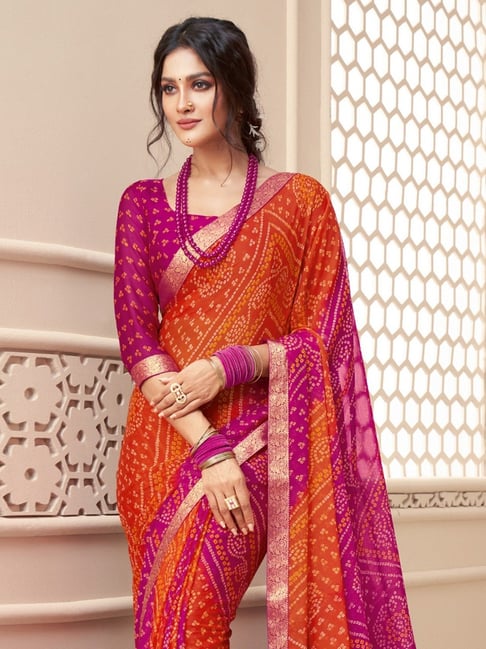 Chunri print sarees 👌 Perfect pleats and lightest weight Teej ko lagi  perfect saree!! No Blouse Teej collection ♥️ 🥀New arr... | Instagram