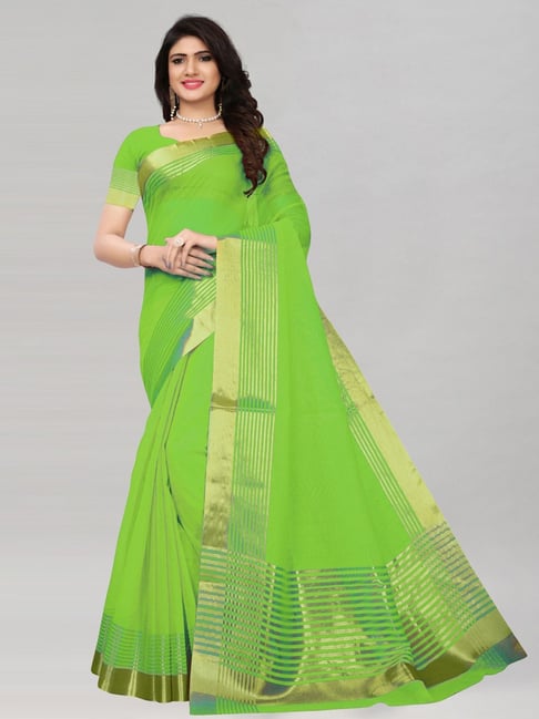 Satrani Green Saree With Unstitched Blouse Price in India