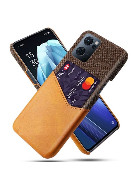 ClickCase Cloth+Leather Hard Back Case with Card Holder Back Cover For OnePlus Nord CE 2 5G (BROWN)