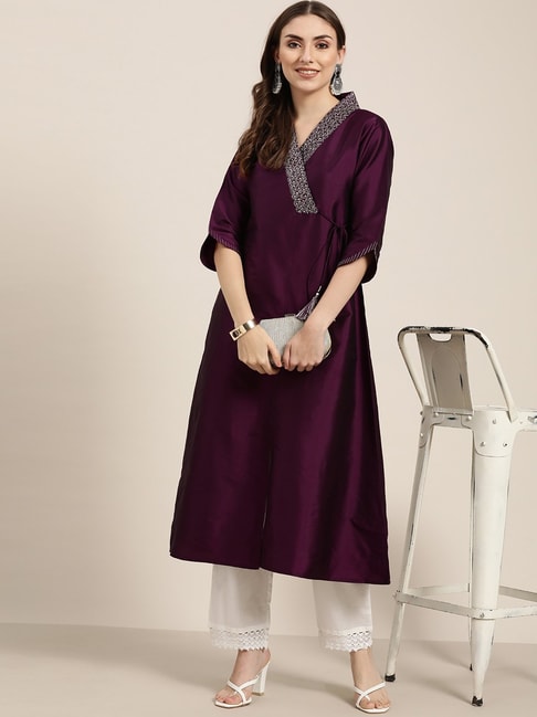 Blended Cotton Kurti Set in Dark Purple #Kurti, #Aff, #Cotton, #Blended, # Purple #AFF | Kurti designs party wear, Simple kurti designs, Stylish  dresses for girls
