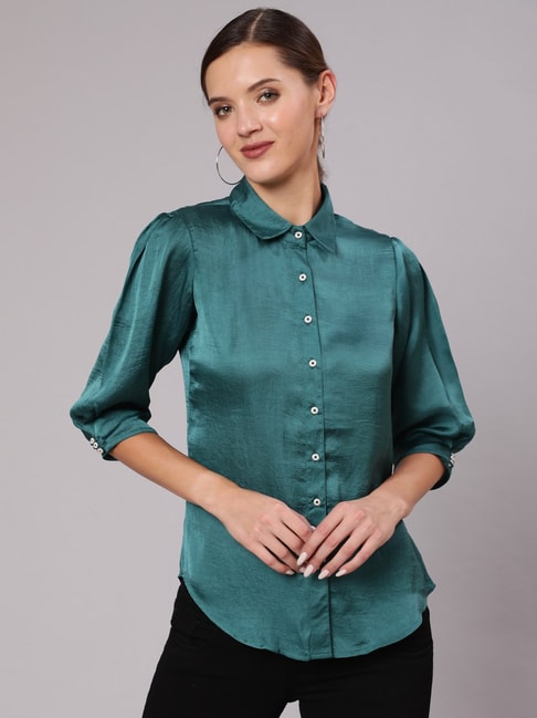 Jaipur Kurti Green Shirt Price in India