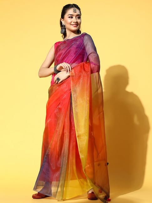 Buy Kalini Teal & Blue Tie and Dye Saree Online at Best Price | Distacart