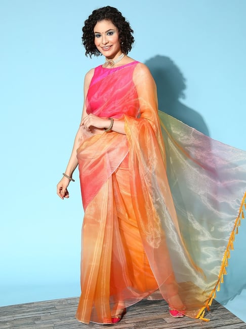 Buy online Pink Cotton Silk Tie & Dye Saree With Blouse from ethnic wear  for Women by Kishori for ₹2209 at 45% off | 2024 Limeroad.com