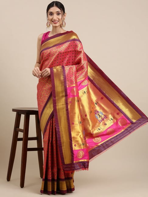 Hot Pink Paithani Saree – Ek Dhaga