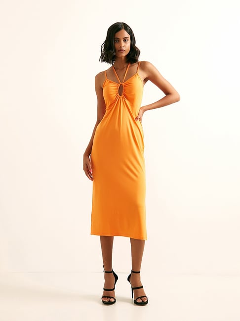 Claribel Orange Mini Dress – Beginning Boutique