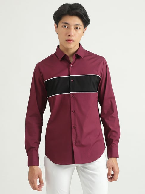 United Colors of Benetton Burgundy Slim Fit Shirt