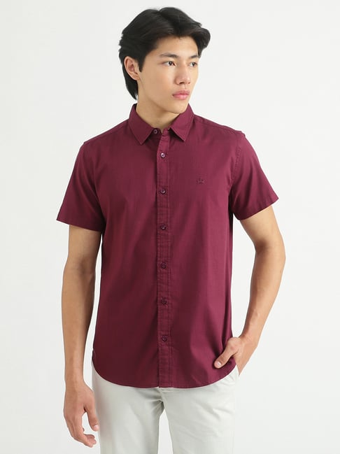 United Colors of Benetton Burgundy Slim Fit Shirt