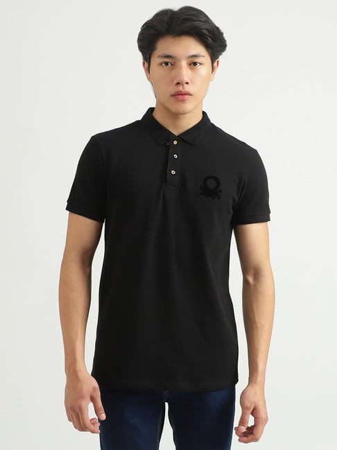 United Colors of Benetton Black Polo T-Shirt