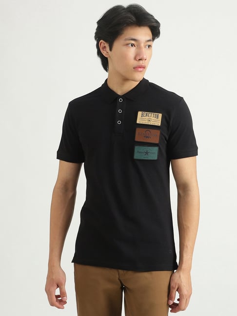 United Colors of Benetton Black Polo T-Shirt