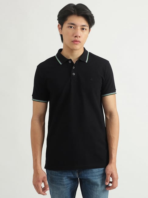 United Colors of Benetton Black Polo T-Shirt