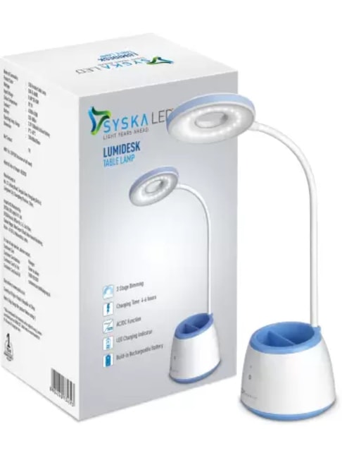Syska SSK-TL-8608L Rechargeable Table Lamp (24 cm, White)