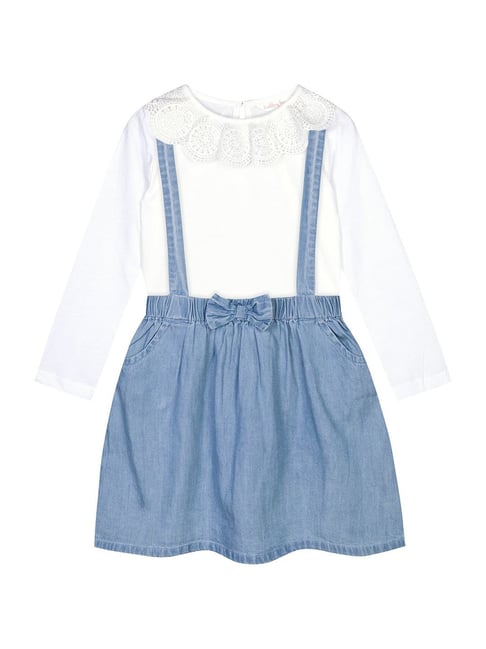 Aayat Fashion Kids Girls Knee Length Western Dungaree and Top Dress (Blue  White, 2-3 Years) : Amazon.in: Clothing & Accessories