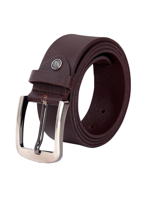 Buy Leather World Brown Textured Casual Leather Belt for Men at