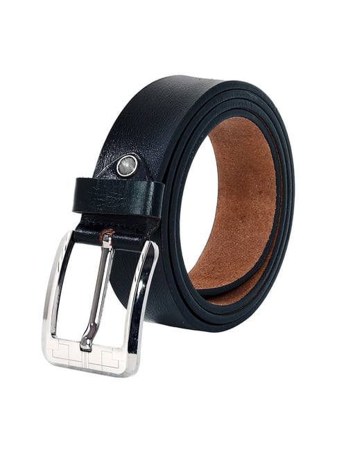 Buy Leather World Black Textured Casual Leather Belt for Men at