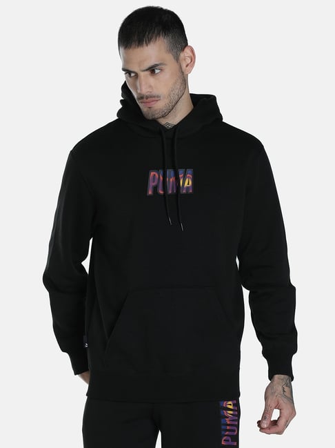 Puma Black Cotton Regular Fit Printed Hooded SweatShirt-picture-20