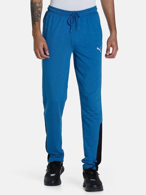 Puma Blue Cotton Slim Fit Self Pattern Track Pants