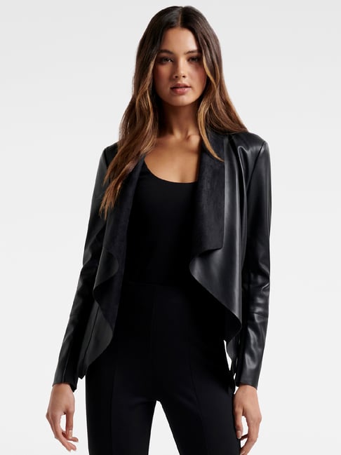 Drape Front Jacket  Trendy Black Jacket For Women's