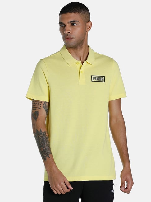 Puma Yellow Cotton Slim Fit Polo T-Shirt